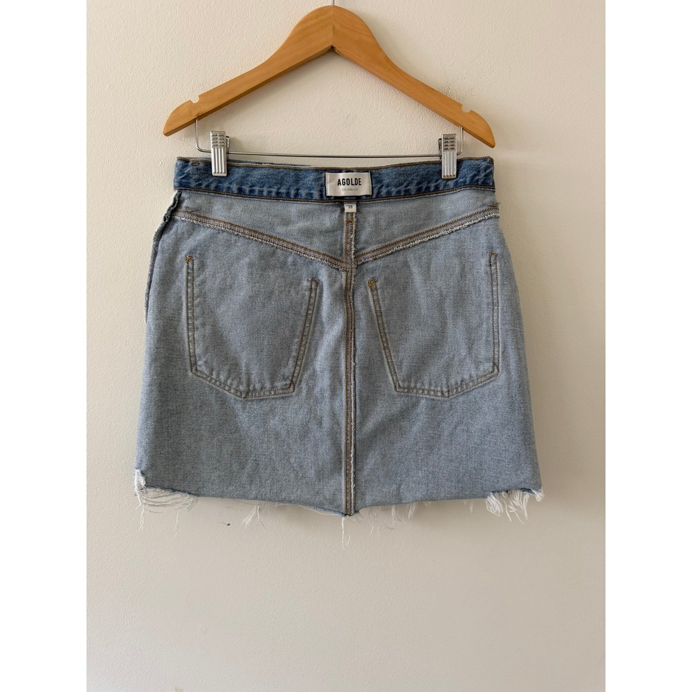 Agolde Criss Cross Denim Skirt Light/ Mid Wash Size 26 - Picture 4 of 10